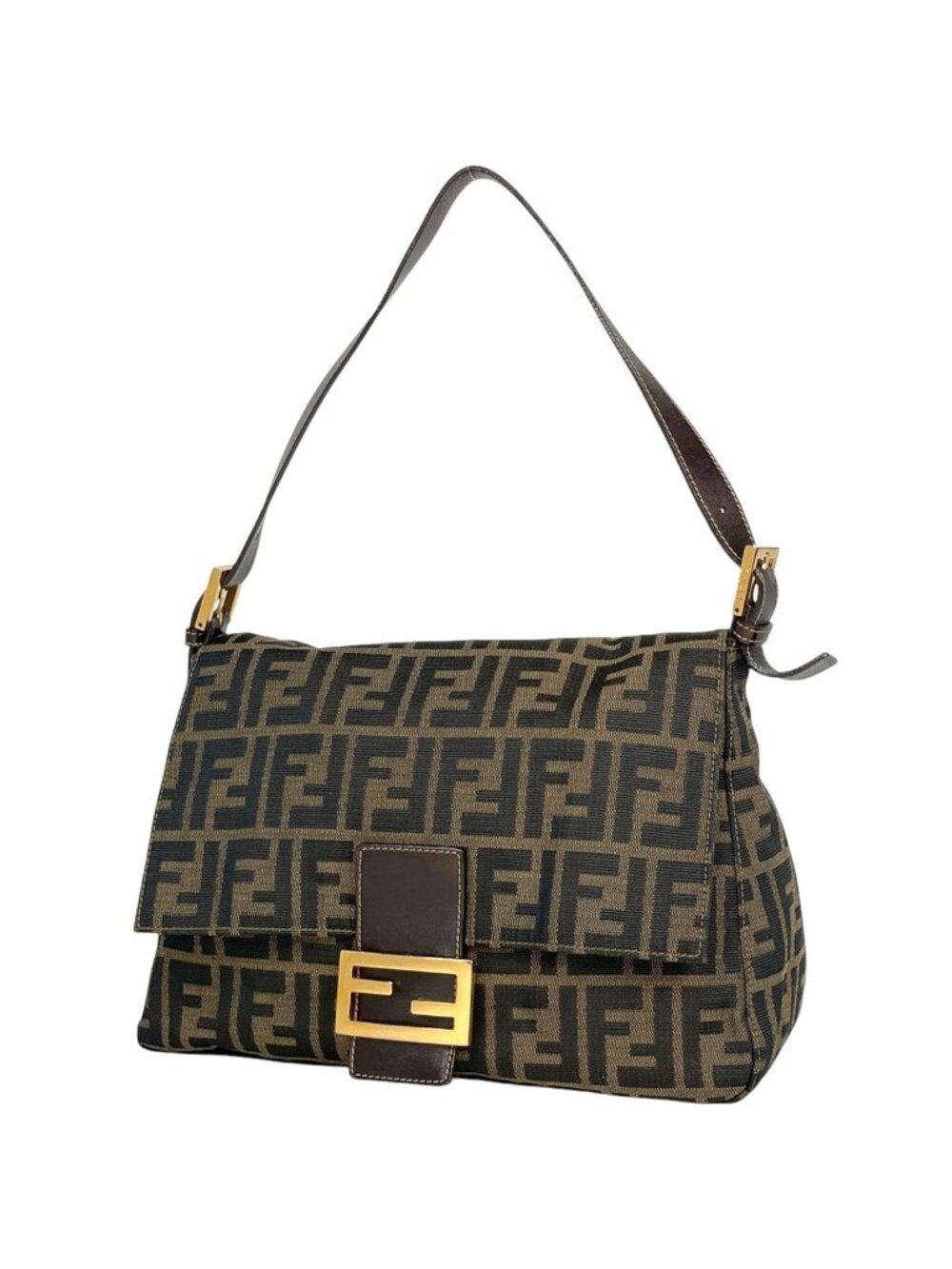 Fendi Shoulder Bag Zucca Pattern Mamma Baguette Canvas Brown